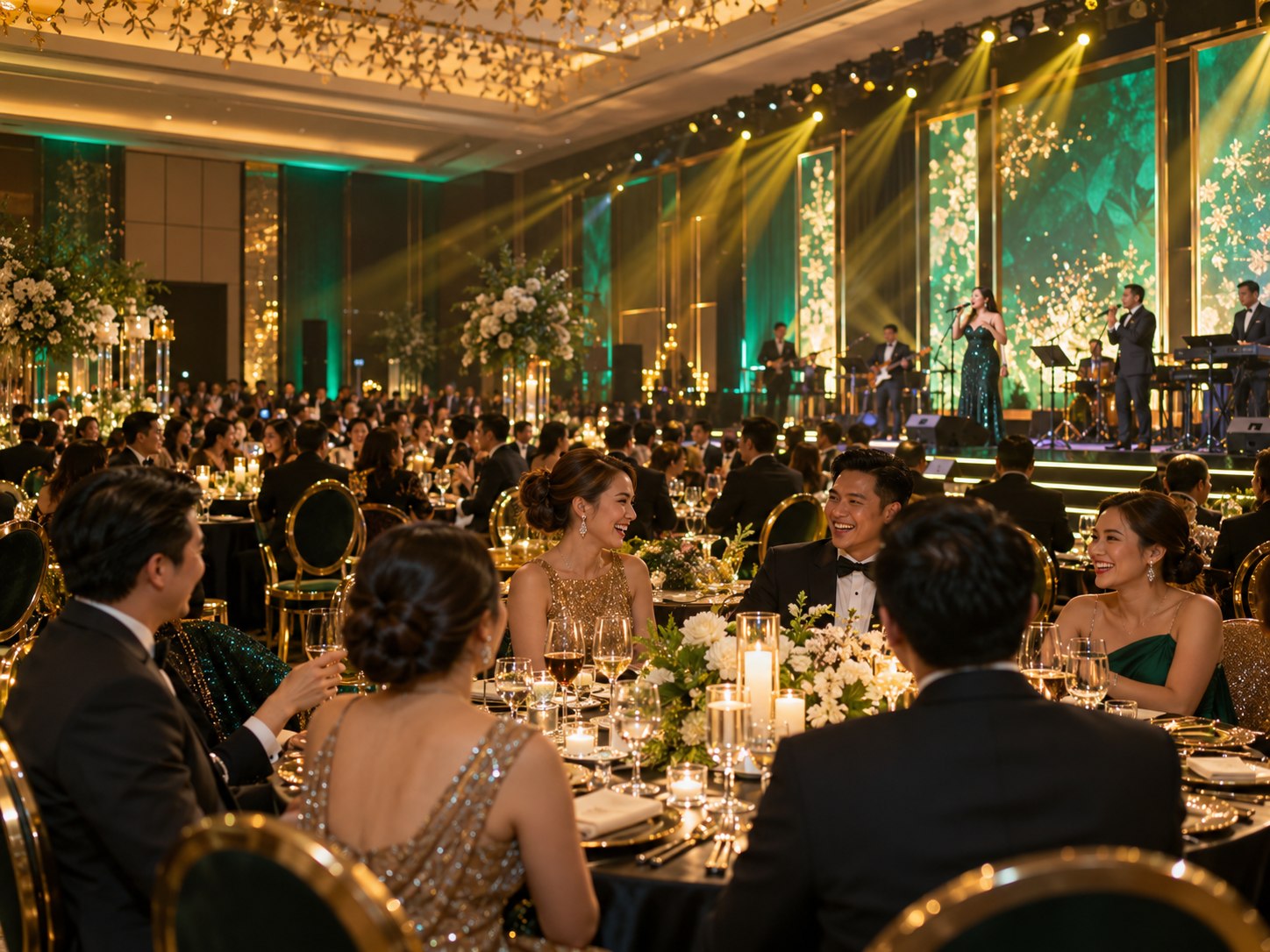 An elegant corporate gala with stage production